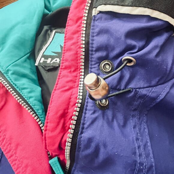 HAVOC Ski Jacket Colorblock Womens 14 Purple Black Teal 90's Zip Pockets - Picture 5 of 12